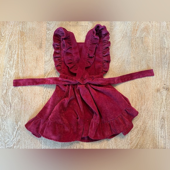 Burgundy Corduroy Ruffle Dress - Picture 3 of 4